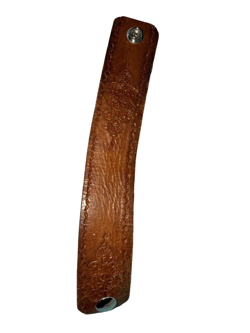 Embossed Brown Leather Cuff Bracelet UNISEX